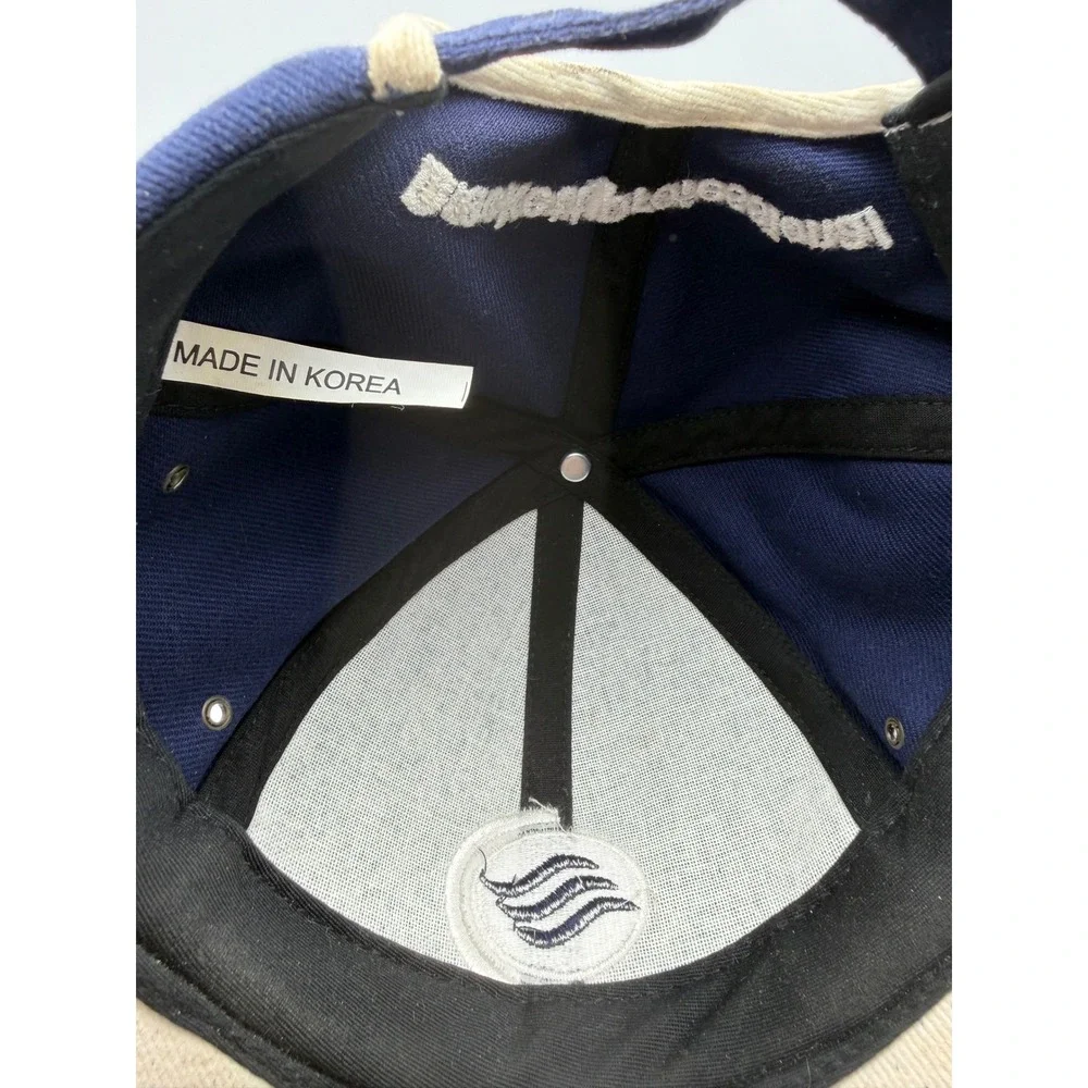 Vintage Windex Drackett Professional Hat Navy Blue Cream Trim Adjustable Cap